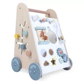 Kinderwagen aus Holz mit beweglichen Elementen