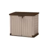 Lagerung in beige-braunem Max-Kunststoff-Gartencontainer