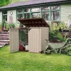 Lagerung in beige-braunem Max-Kunststoff-Gartencontainer