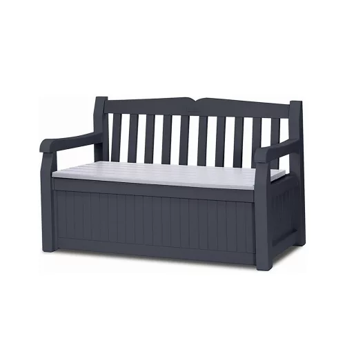 Eden garden Kunststoff Gartenbank/Aufbewahrung 265L graphit hellgrau
