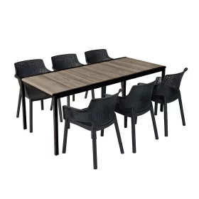 Romen Large 6+1 Gartenmöbel-Set Esche-Graphit