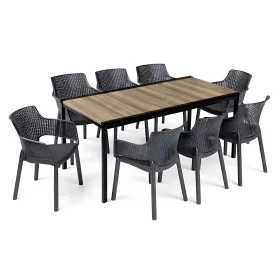 Romen Large 8+1 Gartenmöbel-Set Esche-Graphit