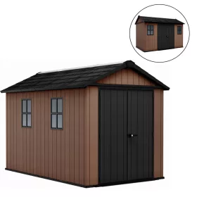 Newton Plus breit 11 x 7,5 Kunststoff-Gartenhaus braun