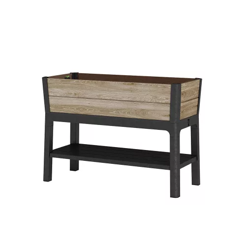 Erhöhter Kunststoff-Garteneimer Deco mit Bodenplatte 110l