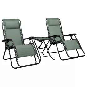 Delux 2x Liegestuhl und Tisch Set grün