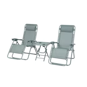 Delux 2x Liegestuhl und Tischset grün V2