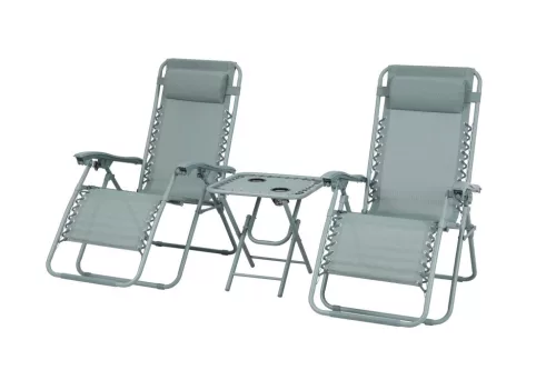 Delux 2x Liegestuhl und Tischset grün V2