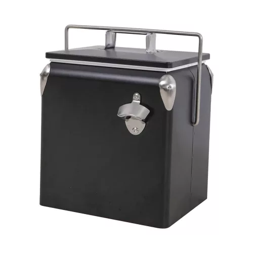 Tourist Retro-Metallkühlbox 13 L schwarz