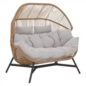 HOLAND Rattan-Doppelgeflechtstuhl beige