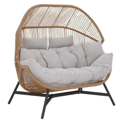 HOLAND Rattan-Doppelgeflechtstuhl beige