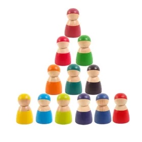 12 Freunde bunte Montessori-Holzfiguren