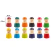 12 Freunde bunte Montessori-Holzfiguren