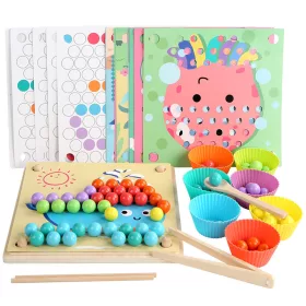 Bilderpuzzle mit Kugeln Montessori Holzspielzeug