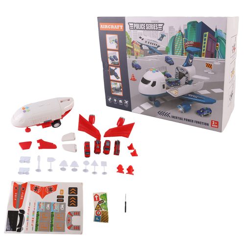 Feuerwehr-Transportflugzeug mit 4 Feuerwehrautos, Zubehör, Licht- und Soundeffekten