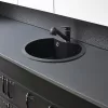 Dorin rundes Granit-Einzelbecken mit Siphon schwarz
