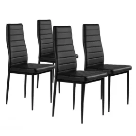   Set aus 4 Stühlen mit hoher Rückenlehne aus schwarzem Lederimitat