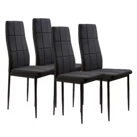   Set mit 4 Stühlen mit hoher Rückenlehne aus schwarzem Stoff