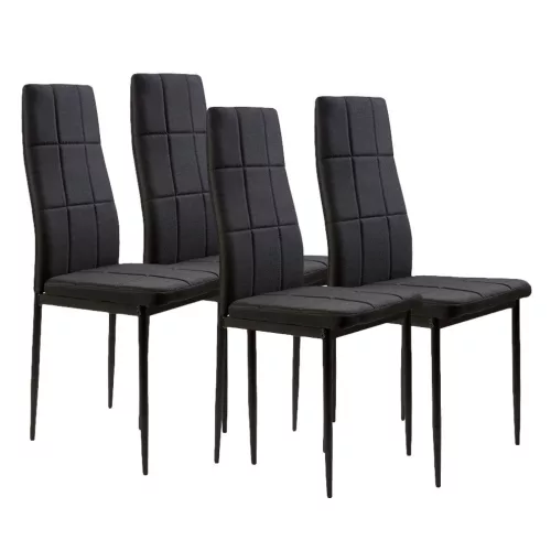 Set mit 4 Stühlen mit hoher Rückenlehne aus schwarzem Stoff