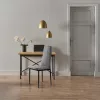 4 Stühle in grauem Stoff mit hoher Rückenlehne