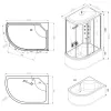 Lia 80x120 cm Hydromassage-Duschkabine rechts