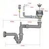 Siphon für 1-Kammer-Spülbecken mit automatischem Ablauf