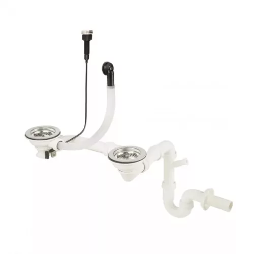 Siphon für 2-Kammer-Spülbecken mit automatischem Ablauf