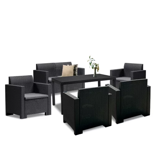 Gartenmöbelset Nero IV für 6 Personen