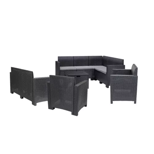 Nero V 9-sitziges Eck-Gartenmöbel-Set