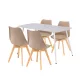 Ravena 4+1 Esstisch-Set weiß-beige