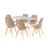 Ravena 6+1 Esstisch-Set weiß-beige
