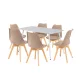 Ravena 6+1 Esstisch-Set weiß-beige