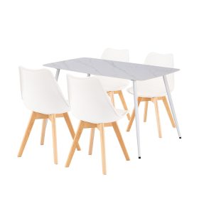 Ravena 4+1 Esstisch-Set weiß-weiß