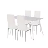 Renton 4+1 Esstisch-Set weiß-grau