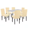 Megan 6+1 Esstisch-Set weiß-beige