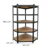 Schwerlast-Eckregal 180x70x40-40 cm 175 kg schwarz