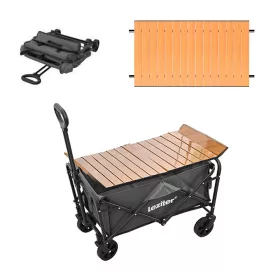 Klappbarer Standard-Gartenstrandwagen mit Tisch grau