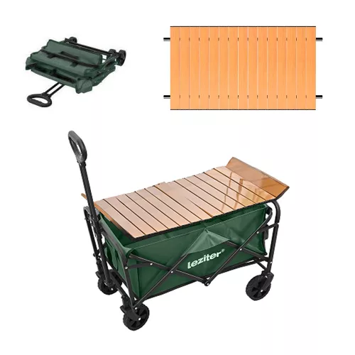 Klappbarer Standard-Gartenstrandwagen mit Tisch grün