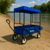Zusammenklappbarer Gartenstrandwagen mit Dach blau