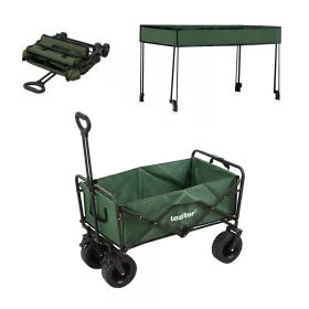   Zusammenklappbarer Premium-Gartenstrandwagen mit grünem Dach