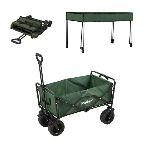 Zusammenklappbarer Premium-Gartenstrandwagen mit grünem Dach