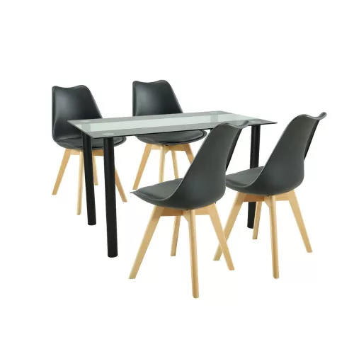 Merlo 4+1 Esstisch-Set schwarz