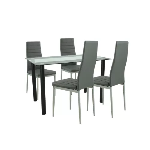 Mezza 4+1 Esstisch-Set grau-grau