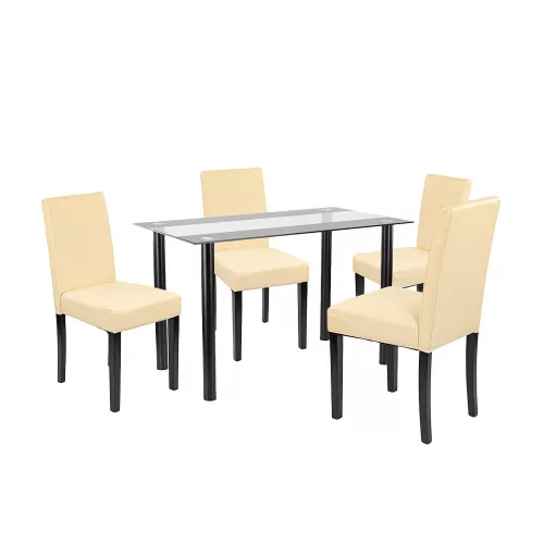 Karin 4+1 Esstisch-Set schwarz-beige