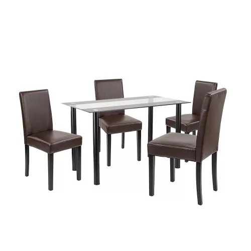 Karin 4+1 Esstisch-Set schwarz-braun