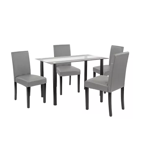 Karin 4+1 Esstisch-Set schwarz-grau
