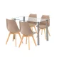 Velon 4+1 Esstisch-Set weiß-beige