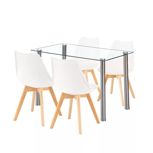 Velon 4+1 Esstisch-Set weiß-weiß