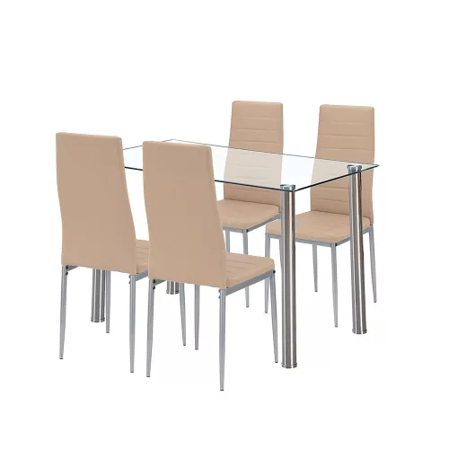 Mateo 4+1 Esstisch-Set beige-grau