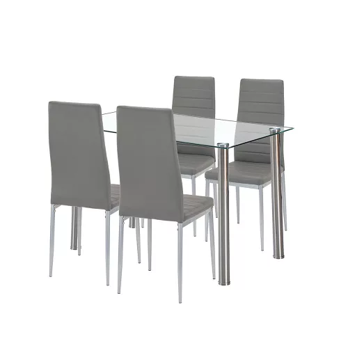 Mateo 4+1 Esstisch-Set grau-grau