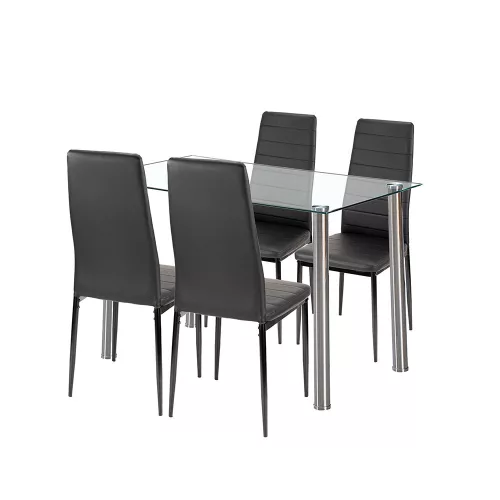 Nolen 4+1 Esstisch-Set schwarz